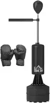 HOMCOM Stovas su bokso maišu ir greičio kamuoliu, reguliuojamo aukščio, 155-205 cm, Juodas (Black)