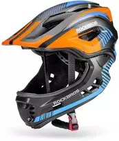 oranzinis - Rockbros TT-32SOBL-S vaikiškas dviračio šalmas su nuimamu smakro apsauga, S dydis - Juodas/Oranžinis (Black/Orange) - 1 nuotrauka