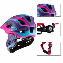 salmas dviratininko smakro - Rockbros TT-32SBPP-M vaikiškas dviračio šalmas su nuimamu smakro apsauga, M dydis - Violetinė-Rožinė (Purple-Pink) - 3 nuotrauka