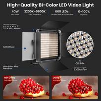 apsvietimo sviestuvas - Neewer Bi-colour 660 LED 2 lempų apšvietimo rinkinys - 7 nuotrauka