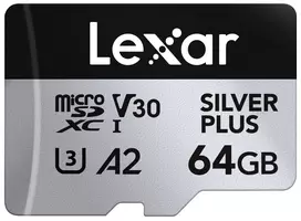 micro sd 64gb - Lexar SILVER PLUS 64GB microSDXC UHS-I Class 10 + SD adapter - 2 nuotrauka