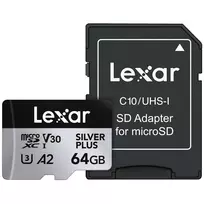 micro sd 64gb - Lexar SILVER PLUS 64GB microSDXC UHS-I Class 10 + SD adapter - 4 nuotrauka