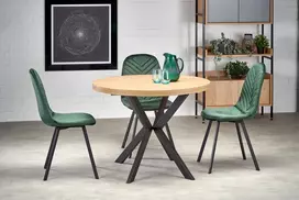 stalas 250 - Halmar Peroni, Auksinis ąžuolas (Golden Oak)/Juodas (Black), 100-250 cm x 100 cm x 75 cm - 1 nuotrauka