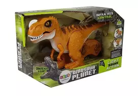 dinozauru zaislai - Lean Toys Nuotoliniu būdu valdoma dinozauras Tiranosaurus R/C su šviesos ir garso efektais - 5 nuotrauka
