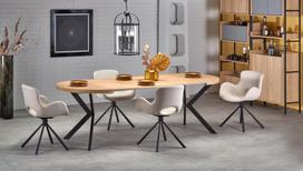 stalas 250 - Halmar Peroni, Auksinis ąžuolas (Golden Oak)/Juodas (Black), 100-250 cm x 100 cm x 75 cm - 4 nuotrauka