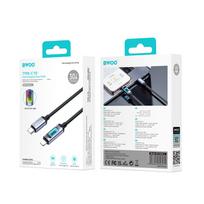 led usb laidas - BWOO X324CL Plecionas greito įkrovimo kabelis su šviesos indikatoriumi PD 27W USB-C - Lightning - 2 nuotrauka