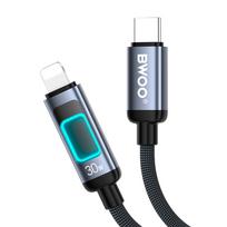 led usb laidas - BWOO X324CL Plecionas greito įkrovimo kabelis su šviesos indikatoriumi PD 27W USB-C - Lightning - 4 nuotrauka