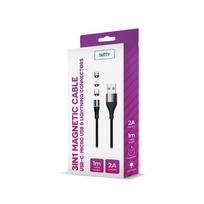 magnetinis usb - Setty USB magnetic cable 2A 1m Black nylon - 2 nuotrauka