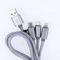 usb 2 usb 3 - maXlife 3in1 cable USB - Lightning+USB-C+microUSB 2.1A 1m Grey nylon - 3 nuotrauka