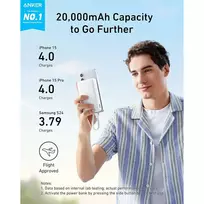 isorine baterija 10000mah 30w - Anker Power Bank, Built-In USB-C Cable, 30W, A1688H21, 10000 mAh, White - 2 nuotrauka