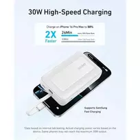 isorine baterija 10000mah 30w - Anker Power Bank, Built-In USB-C Cable, 30W, A1688H21, 10000 mAh, White - 3 nuotrauka