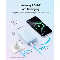 isorine baterija 10000mah 30w - Anker Power Bank, Built-In USB-C Cable, 30W, A1688H21, 10000 mAh, White - 4 nuotrauka