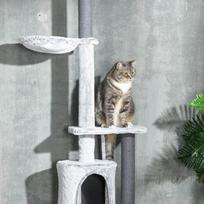 namelis katems - PawHut Draskyklė katėms su aukštomis lubomis, 225-255 cm, pilka (Grey) - 3 nuotrauka