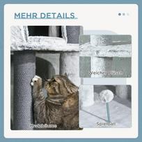 namelis katems - PawHut Draskyklė katėms su aukštomis lubomis, 225-255 cm, pilka (Grey) - 5 nuotrauka
