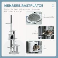 namelis katems - PawHut Draskyklė katėms su aukštomis lubomis, 225-255 cm, pilka (Grey) - 6 nuotrauka