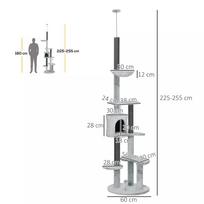 namelis katems - PawHut Draskyklė katėms su aukštomis lubomis, 225-255 cm, pilka (Grey) - 8 nuotrauka