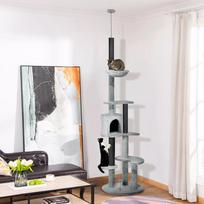 namelis katems - PawHut Draskyklė katėms su aukštomis lubomis, 225-255 cm, pilka (Grey) - 9 nuotrauka