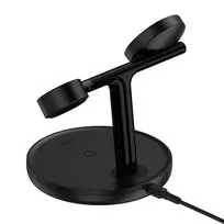 qi belaidis pakrovejas - Įkroviklis Baseus 3 in 1, USB-C female/3 x Qi Wireless, juoda - 5 nuotrauka