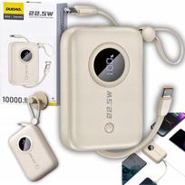 usb c kabelis - Dudao K14 10000mAh power bank su USB-C / Lightning kabeliais, smėlio spalvos - 1 nuotrauka