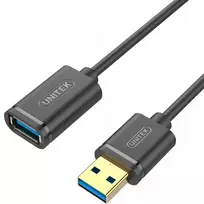 y usb - Unitek USB Male To USB Female Cable 1m Black - 2 nuotrauka