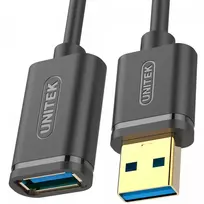 y usb - Unitek USB Male To USB Female Cable 1m Black - 3 nuotrauka