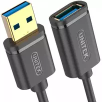 y usb - Unitek USB Male To USB Female Cable 1m Black - 4 nuotrauka