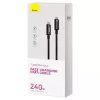 usb type c laidas - Baseus CAWJ040101 Tungsten Gold USB-C to USB-C kabelis 240W 2 m Juodas (Black) - 8 nuotrauka