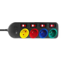 usb 2.4 a - Maclean MCE508B Maitinimo prailgintuvas 4 lizdai + USB A/C, 1.5m, Juodas (Black) - 2 nuotrauka