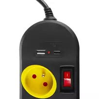usb 2.4 a - Maclean MCE508B Maitinimo prailgintuvas 4 lizdai + USB A/C, 1.5m, Juodas (Black) - 4 nuotrauka