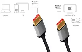 displayport cable - Digitus 8K DisplayPort Connection Cable DB-340105-010-S Black, DisplayPort to DisplayPort, 1 - 5 nuotrauka