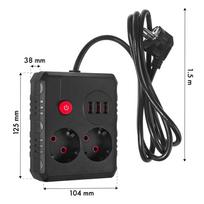 elektros ilgintuvas - Maclean MCE387 B Maitinimo paskirstytuvas, 2 lizdai + 3xUSB, 1.5m, juodas (Black) - 5 nuotrauka