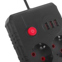 elektros ilgintuvas - Maclean MCE387 B Maitinimo paskirstytuvas, 2 lizdai + 3xUSB, 1.5m, juodas (Black) - 6 nuotrauka