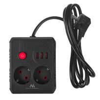 elektros ilgintuvas - Maclean MCE387 B Maitinimo paskirstytuvas, 2 lizdai + 3xUSB, 1.5m, juodas (Black) - 8 nuotrauka