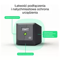 ups 1000va - Green Cell UPS PowerProof 1500VA 1050W LCD - 5 nuotrauka
