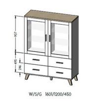 display cabinet - Cama Meble Lotta 2D4D, Wotan Ąžuolas (Wotan Oak)/Matinė Juoda (Mat Black) - 3 nuotrauka