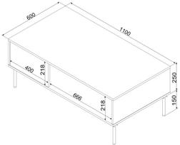 stalas 110 x 60 - Kavos staliukas Tresse, žalia sp., 60 cm x 110 cm x 40 cm - 2 nuotrauka