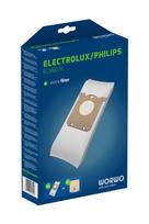 philips dulkiu siurblys - Dulkių maišelis WORWO Electrolux/Philips ELMB01K 4vnt+1mikr.f. - 3 nuotrauka