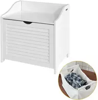 Sobuy Skalbinių dėžė FSR40-W, balta/šviesiai ruda (White/Light Brown)