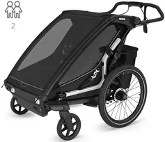 Dviračio priekaba vaikams Thule Chariot Sport 2 Double, juodas (Black)