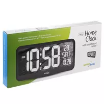 skaitmeninis sieninis laikrodis didelis - GreenBlue GB214 Didelis skaitmeninis laikrodis su temperatūros jutikliu, juodas (Black), 37 x 17 cm - 3 nuotrauka