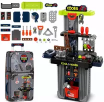 Lean Toys žaislinis meistro staliukas - lagaminas su įrankiais 2-viename