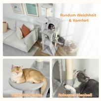 namelis katems - PawHut 160 cm draskyklė katėms, kelių lygių, su sizalio stulpais, nameliais, pliušinėmis platformomis, hamaku, kopėčiomis ir žaisliniais kamuoliukais - 4 nuotrauka