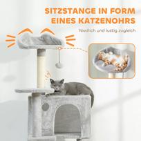 namelis katems - PawHut 160 cm draskyklė katėms, kelių lygių, su sizalio stulpais, nameliais, pliušinėmis platformomis, hamaku, kopėčiomis ir žaisliniais kamuoliukais - 6 nuotrauka