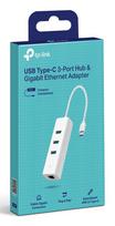 usb c ethernet - TP-Link UE330C USB 3.0 Type-C į Gigabit Ethernet tinklo adapteris su 3 prievadų USB 3.0 tipo A šakotuvu Balta (White) - 2 nuotrauka