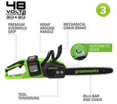 greenworks grandininis pjuklas - Greenworks Cordless Chainsaw, 36 cm - 6 nuotrauka