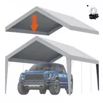 pavesines tentai pigu - Vevor Automobilinis stogelis 3,7 x 6 m, pilka (Grey) - 1 nuotrauka