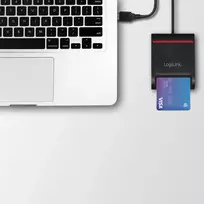 id korteliu skaitytuvas - Logilink USB 2.0 card reader, for smart ID CR0047 Black - 5 nuotrauka