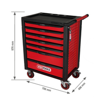 deze su stalciais - Įrankių dėžė KsTools RacingLine, 67.8 cm x 45.9 cm x 94.5 cm, juoda/raudona - 3 nuotrauka