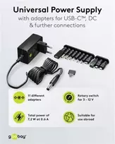 12v adapteris - Goobay Universal Power Supply 3 V - 12 V, Max. 3.6 W | 65592 - 3 nuotrauka