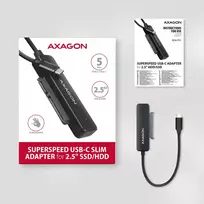 sata usb adapteris 3.5 hdd - AXAGON ADSA-FP2C USB-C 5Gbps - SATA 6G, 2.5" SSD/HDD SLIM adapteris - 3 nuotrauka